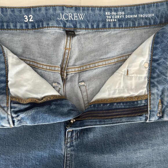 J Crew '96 Curvy Wide Leg Denim Trouser Jeans Medium Wash Women's Size 32 / 14 - Picture 4 of 7